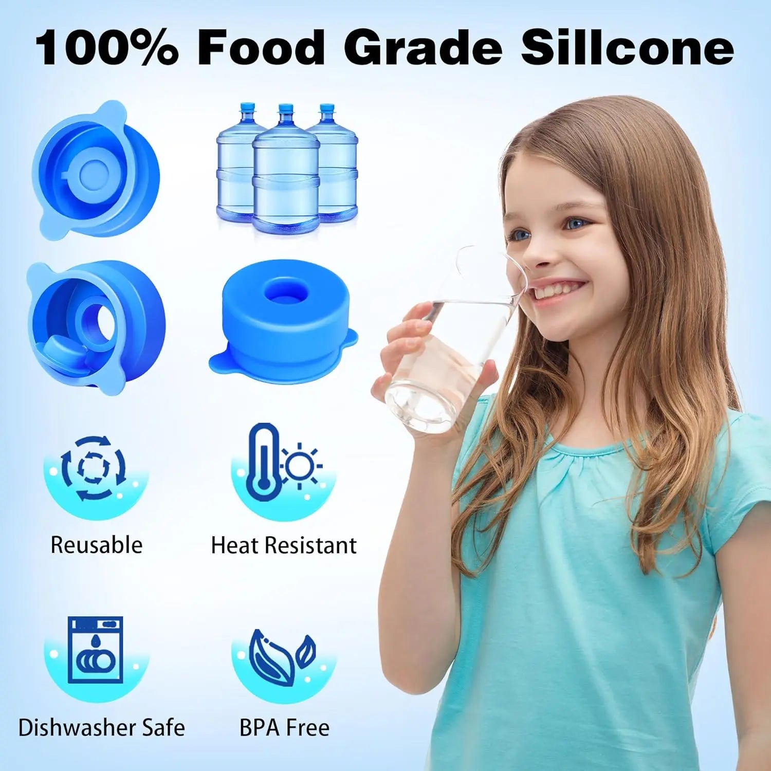 Reusable Food Grade Silicon Water Jug Cap - My Store