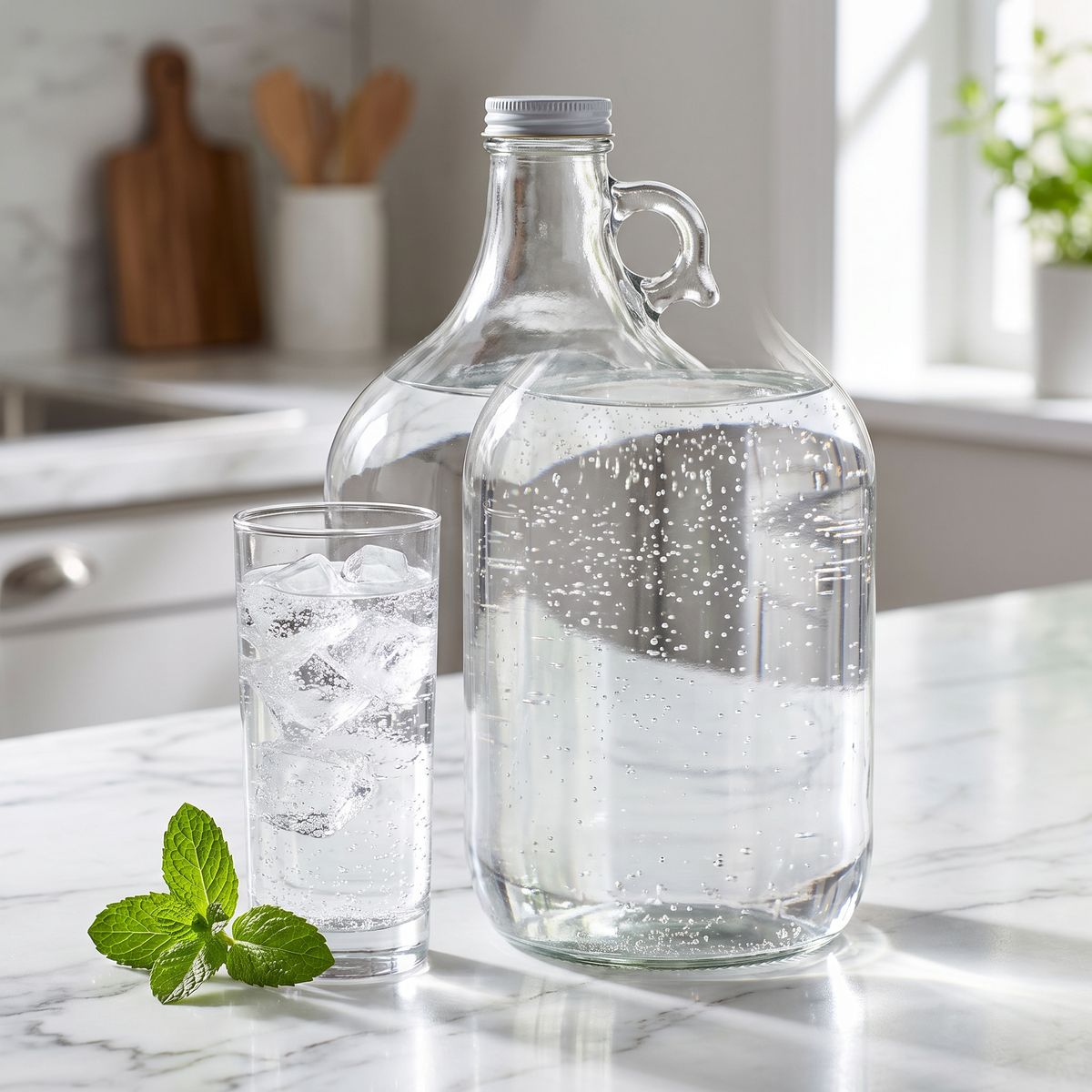 1 Gallon Glass Water Bottle with Cap - Clean River Water Store