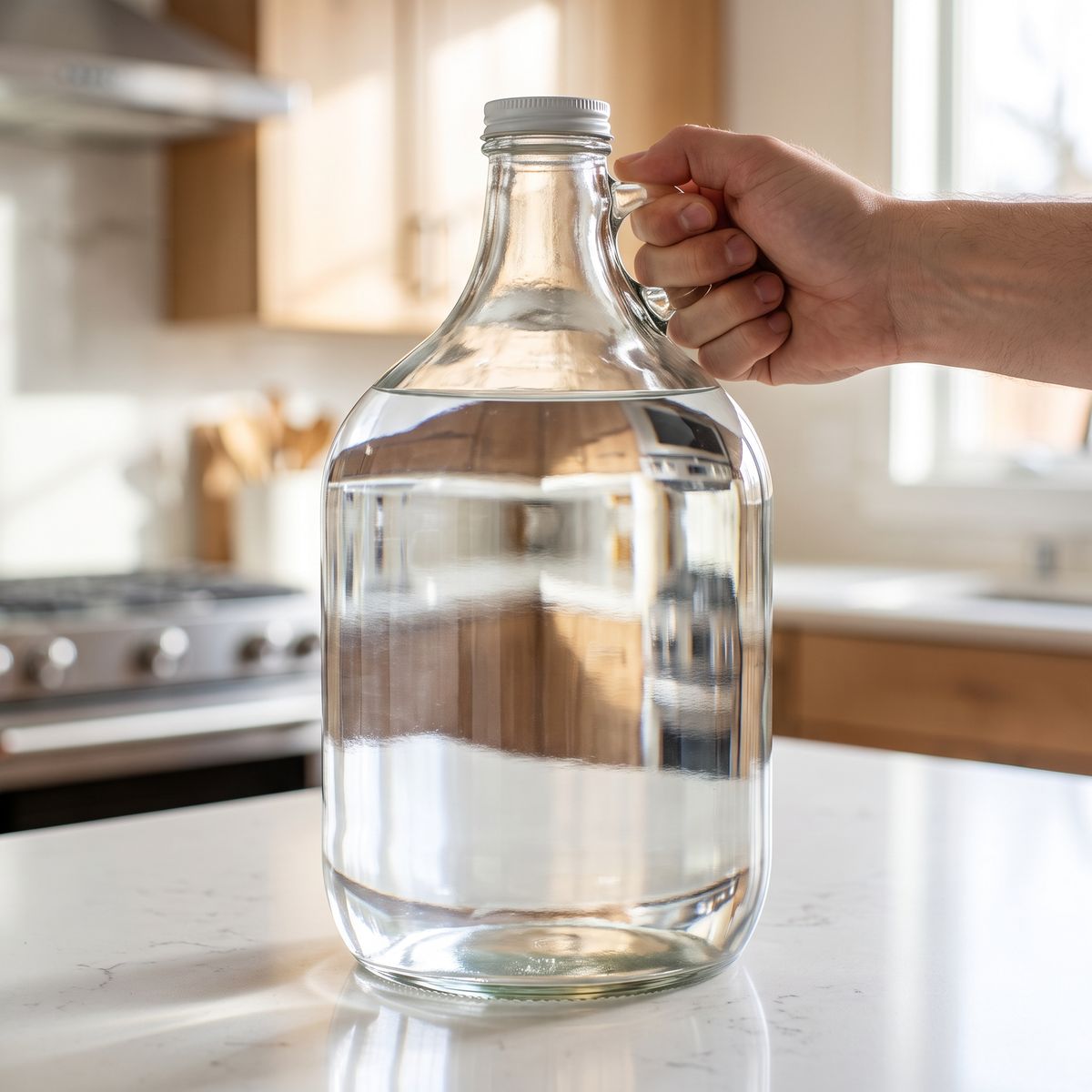 1 Gallon Glass Water Bottle with Cap - Clean River Water Store