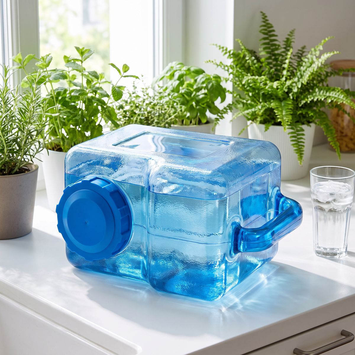 2 Gallon BPA Free Square Bottle with Handle - Clean River Water Store