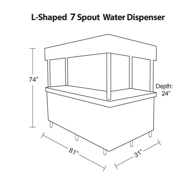 Alka L - Shaped 7 Faucet Water Station - Clean River Water Store
