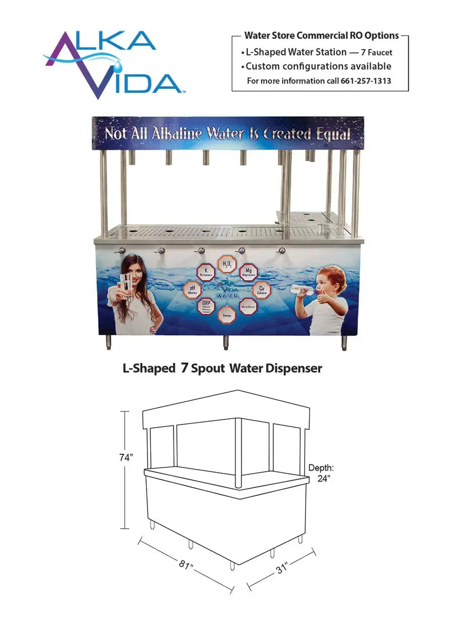 Alka L - Shaped 7 Faucet Water Station - Clean River Water Store